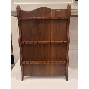 Vintage Wall Display Rack Shelf 30 Slot Spoon Storage Collectible Holder Wood